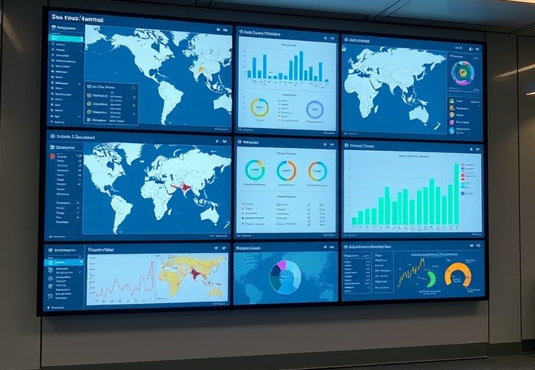 Centro de monitoreo con el estado de la red de terminales en pantalla